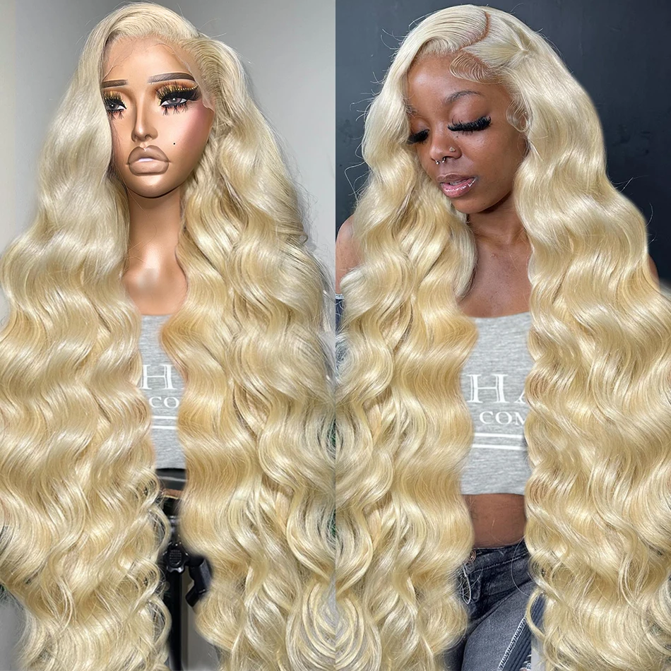 613 Blonde 13x4 HD Transparent Body Wave Lace Front Wig 30 32 Inch Preplucked Lace Frontal Wig Human Hair Wigs For Women 250%