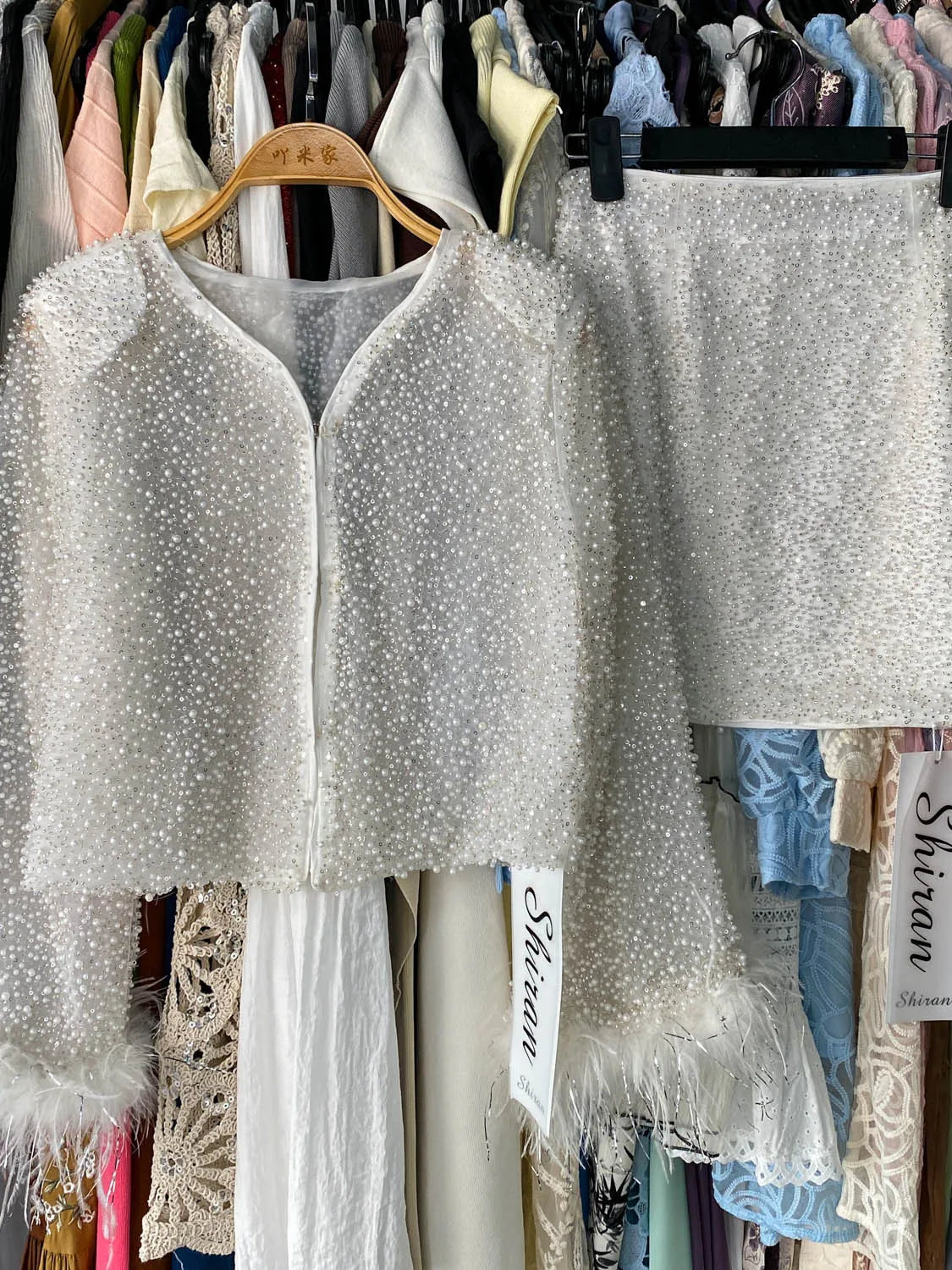 Luxury High-Quality Heavy-Beaded Net Short Outerwear Slimming Wrap Skirt Set Women's Fashion Commute Style Long Sleeve V-Neck...