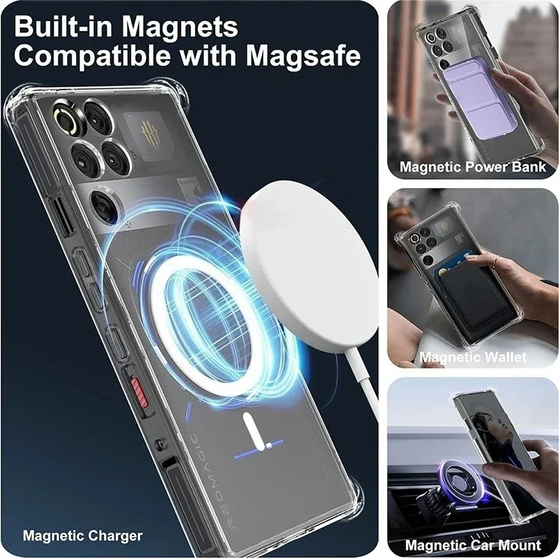 For Magsafe Magnetic Wireless Charge Case For ZTE nubia RedMagic 11s 10 Pro+ 11 Air Z80 Ultra Z70 Z60 Z50 Z60S Clear Back Cover
