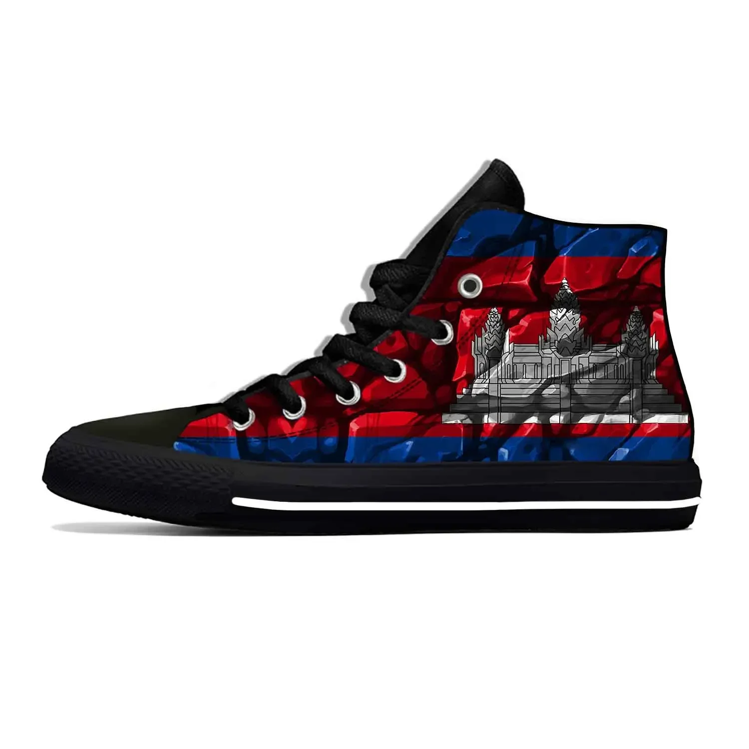 

Anime Cartoon Cambodia Cambodian Flag Patriotic Casual Cloth Shoes High Top Lightweight Breathable 3D Print Men Women Sneakers