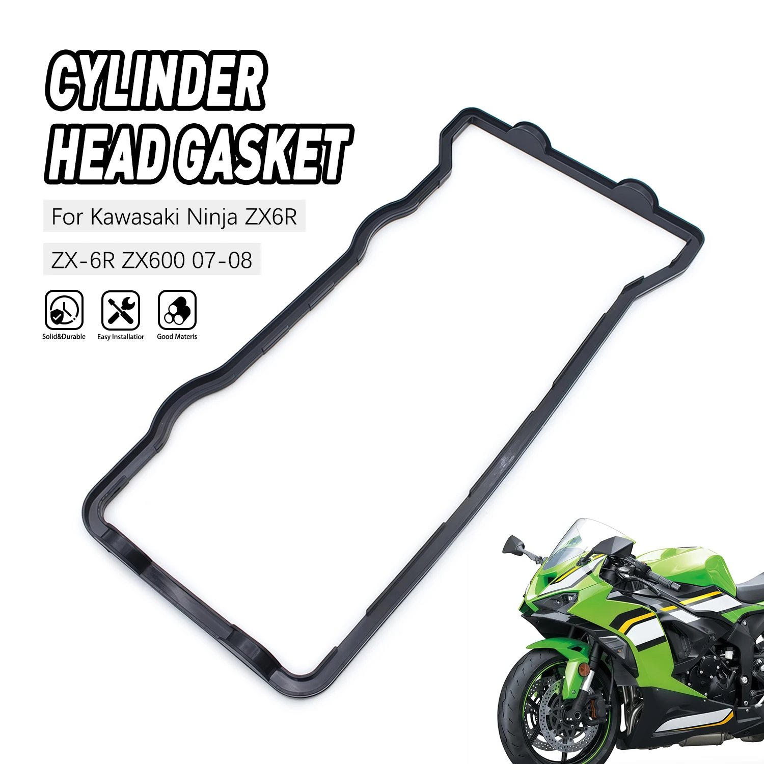 

Cylinder Head Cover Gasket For KAWASAKI Ninja ZX-6R ZX6R 2007-2008 11061-0378 11061-0246 Valve Head Gasket