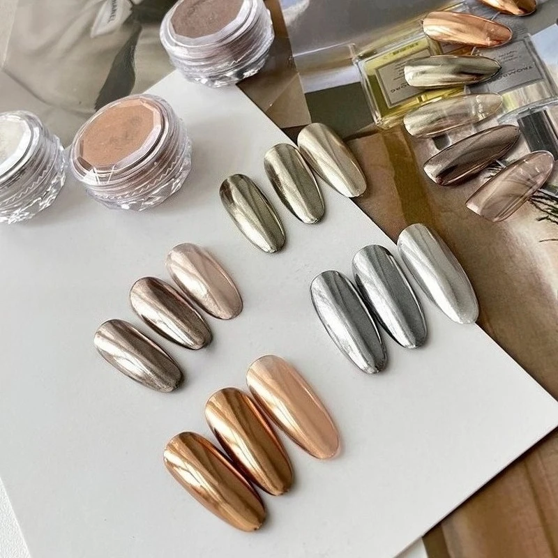 

7 Colors Mirror Nail Powder Metallic Colorful Fine Sparkle High Gloss Titanium Pigment UV/LED Semi Permanent Nail Art Essentials