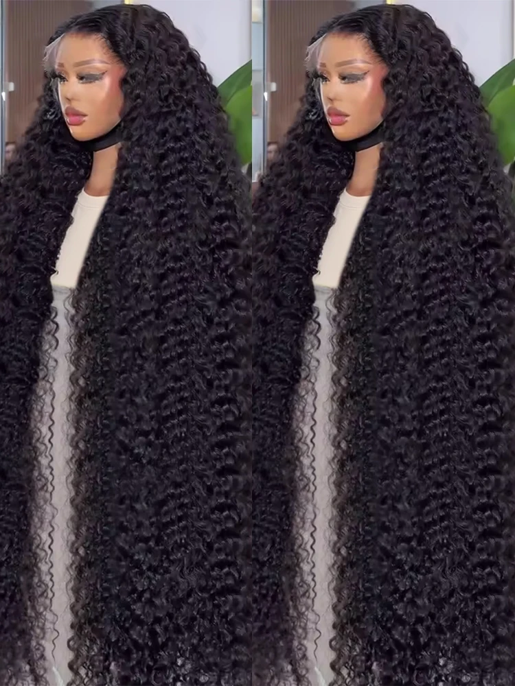 40 46 بوصة 300% الكثافة 13x6 المياه مجعد HD الدانتيل أمامي باروكة من شعر طبيعي البرازيلي فضفاض موجة عميقة 13x4 الدانتيل شعر مستعار أمامي للنساء