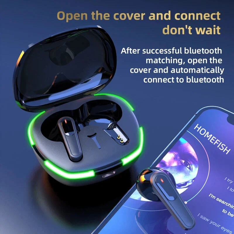 Auriculares Inalámbricos Binaurales HOMEFISH Pro60 TWS, Auriculares Bluetooth Deportivos Mini, Auriculares para Juegos con Cancelación de Ruido 4