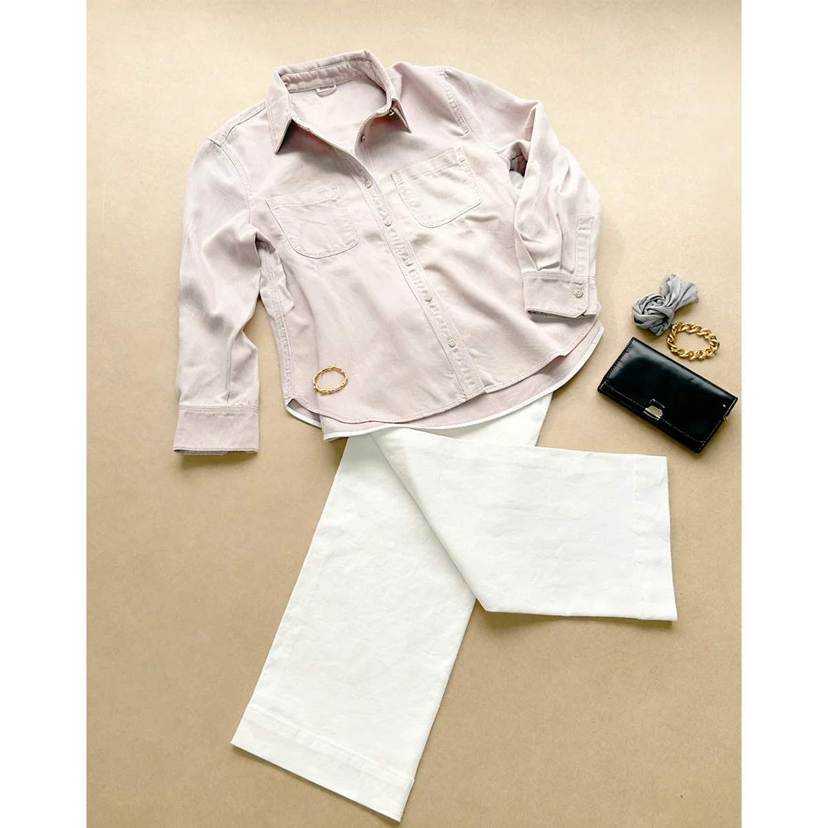 

Soft Silky Women's Denim irt Hong Kong Sle Casual Loose Fit Long Sve Silk Cotton Blend Faionable Slimming Top