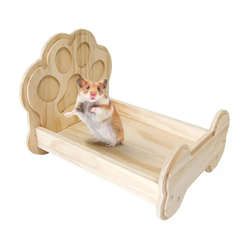 Small Animal Bed Off The Floor Foldable Cute Portable Pet Bed Wooden Rabbits Bed Sleeping Habitat For Ferrets Squirrel Hedgehog