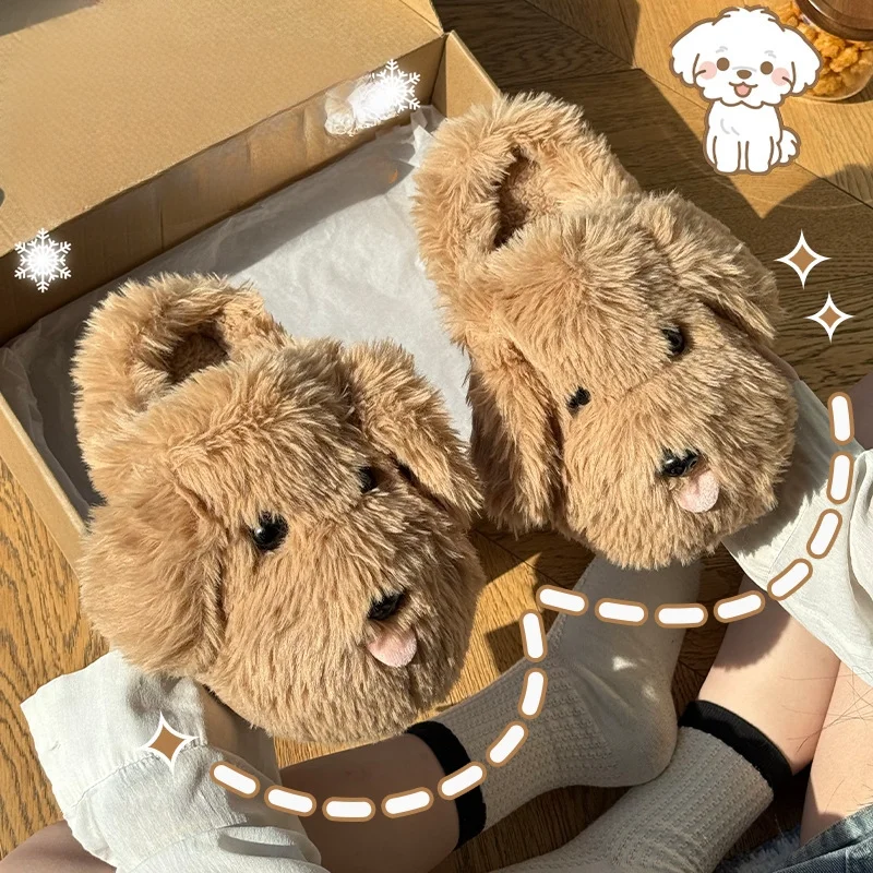 

Kids' Slippers House Shoes Cartoon Cotton Winter Shoes For Girls Warm Anti-slip Soft Bottom White Khaki Shoes Size 36-45