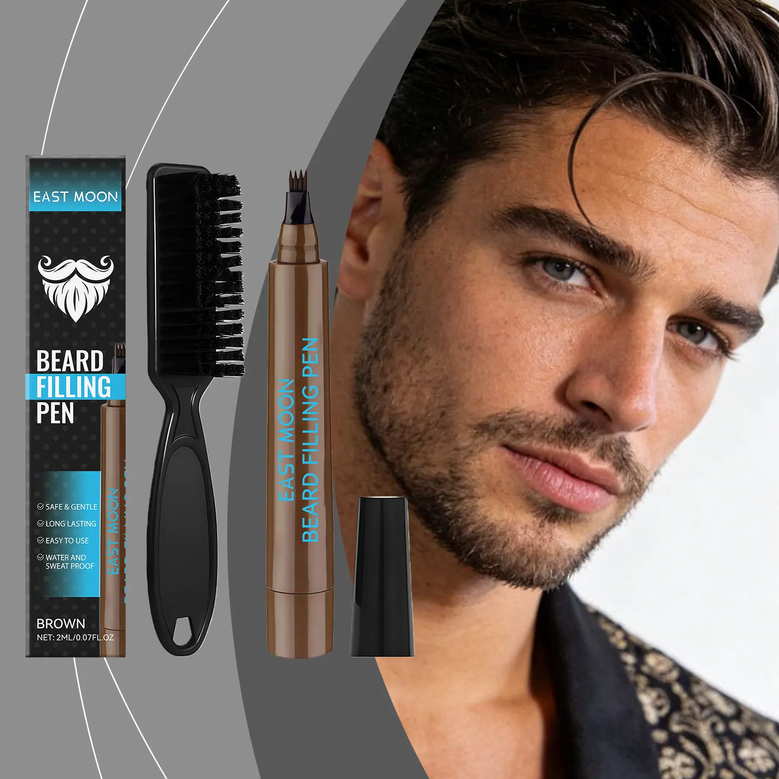 East Moon Beard Filling Pen Lasting Hold Keep Coloring Easy Shaping Create Natural Texture Protable Mustache Stuffing Pencil Set