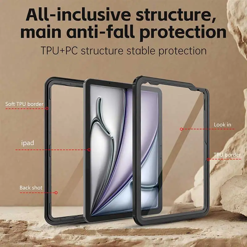 Imagem -06 - Estojo Impermeável para Ipad Tudo Incluído Dustproof Anti Fall Proteção Capa Transparente 360 Ipad Pro 11 m4 2024 Air 11 Air 11 Air 13 Air 6