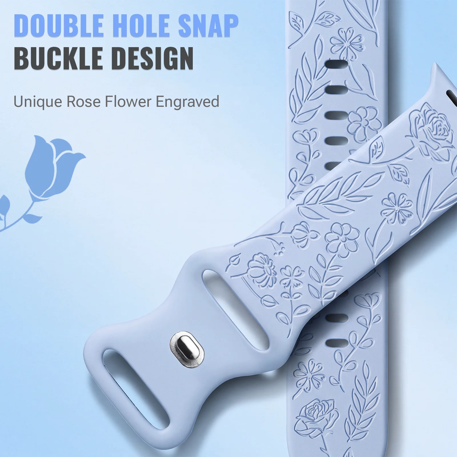Rose Engraved Strap For Apple Watch Series12 11 10 9 8 7 6 5 4 3 2 38/40/41/42/44/45/46mm Bracelet Band iwatch Ultra 2 3 4 49mm