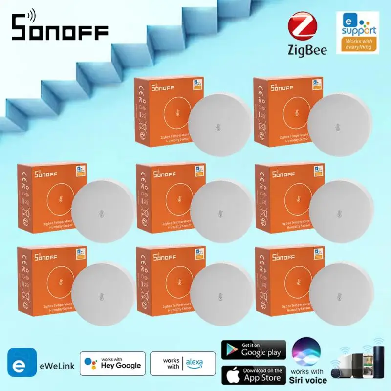 

Датчик температуры и влажности SONOFF SNZB-02P Zigbee, высокоточный монитор для умного дома через EWeLink, работает с Alexa Google