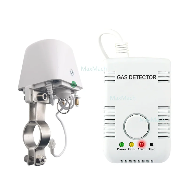

Natural Gas LPG Methane Leak Detector Leakage Safety Alarm Home Monitor with Manipulator Valve DN15 to Cut Off Pipe