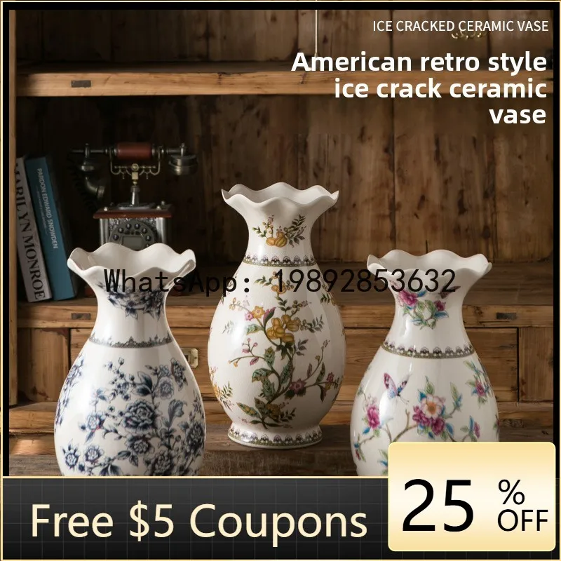 

Z4 Vase Ceramic Villa Living Room Dried Flower Arrangement Home Housewarming European Style Decorative Ornament