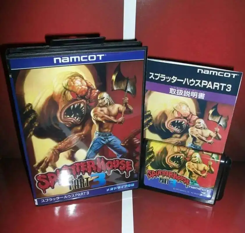 Cartão de Jogo Splatterhouse 3 com Caixa e Manual para Sistema Sega MD Megadrive Genesis de 16 Bits