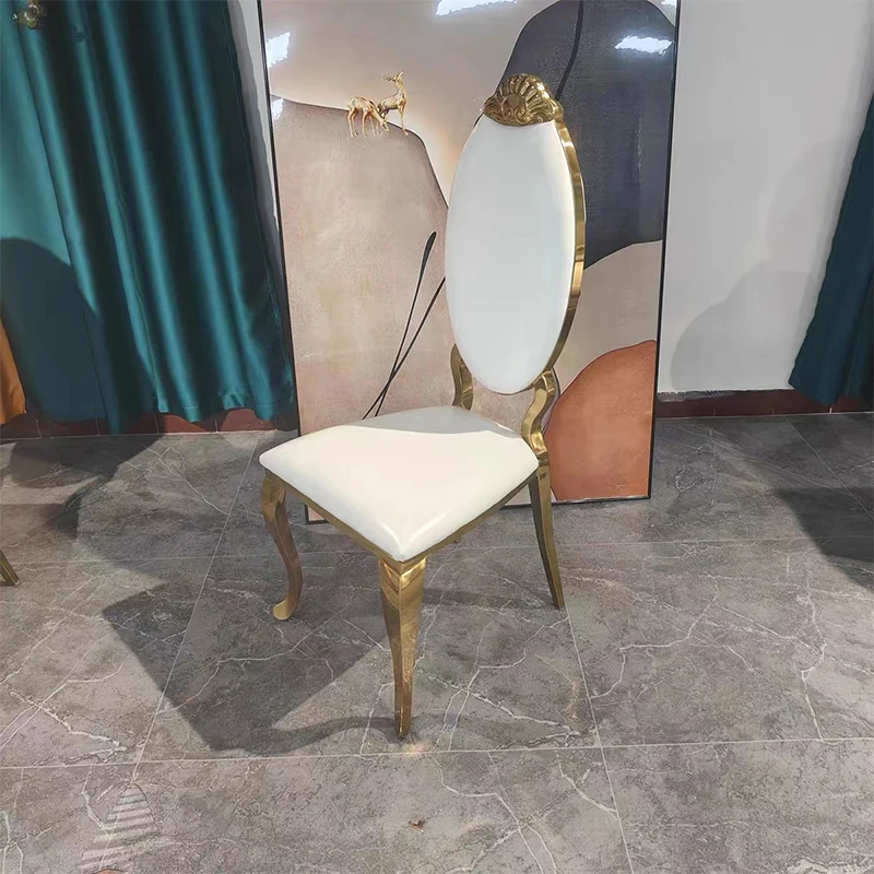 

Stainless Steel Dining Chair Modern Simple Home Hotel High-end Soft Bag Banquet Hall Restaurant Leather Fabric Chair 2PCS