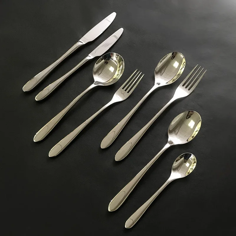 

304 stainless steel knife and fork spoon set steak knife and fork tea spoon round spoon Coffee stirring spoon dessert fork spoon