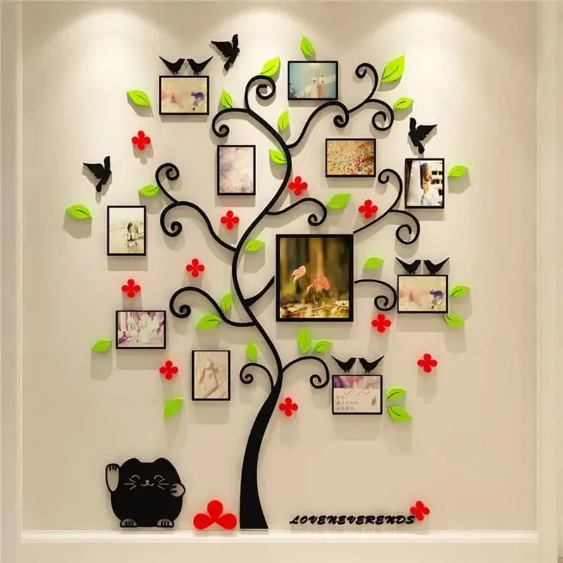 

Tree-shaped Photo Wall Decoration Wall Sticker Dining Room Photo Frame Wall Sticker Acrylic Three-dimensional Wall Sticker