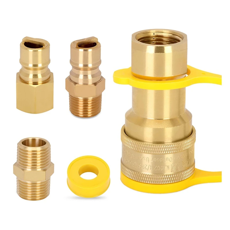 1/2 Inch Natural Gas Quick Connect Fittings, Propane Hose Quick Disconnect Kit,For Gas Grill And Heater And Generator-AT36