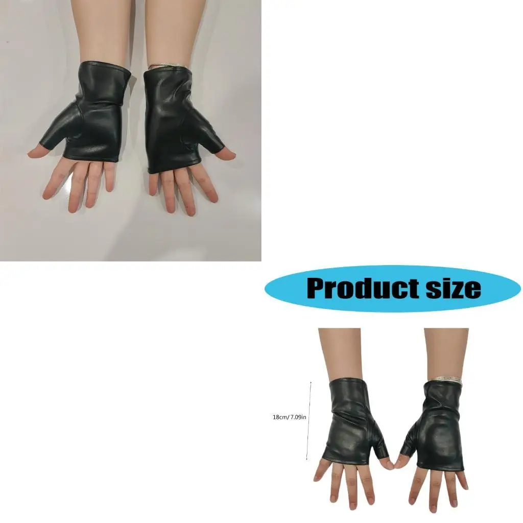 

652F Ventilated Fingerless Gloves Punk Fashion Accents Soft Inner Lining Outdoor Motorcycle Use