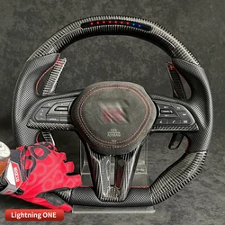 CF 100% Real Carbon Fiber LED Steering Wheel For Nissan GTR R35 Skyline Nismo GT-R Paddle Shifter for 370Z R35 M37 M56 Q50 Q60