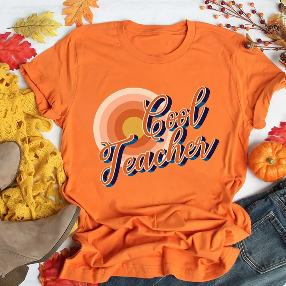 

Крутая футболка с буквенным принтом для учителя, повседневный топ с короткими рукавами и круглым вырезом, удобная свободная футболка, летний подарок на день учителя
