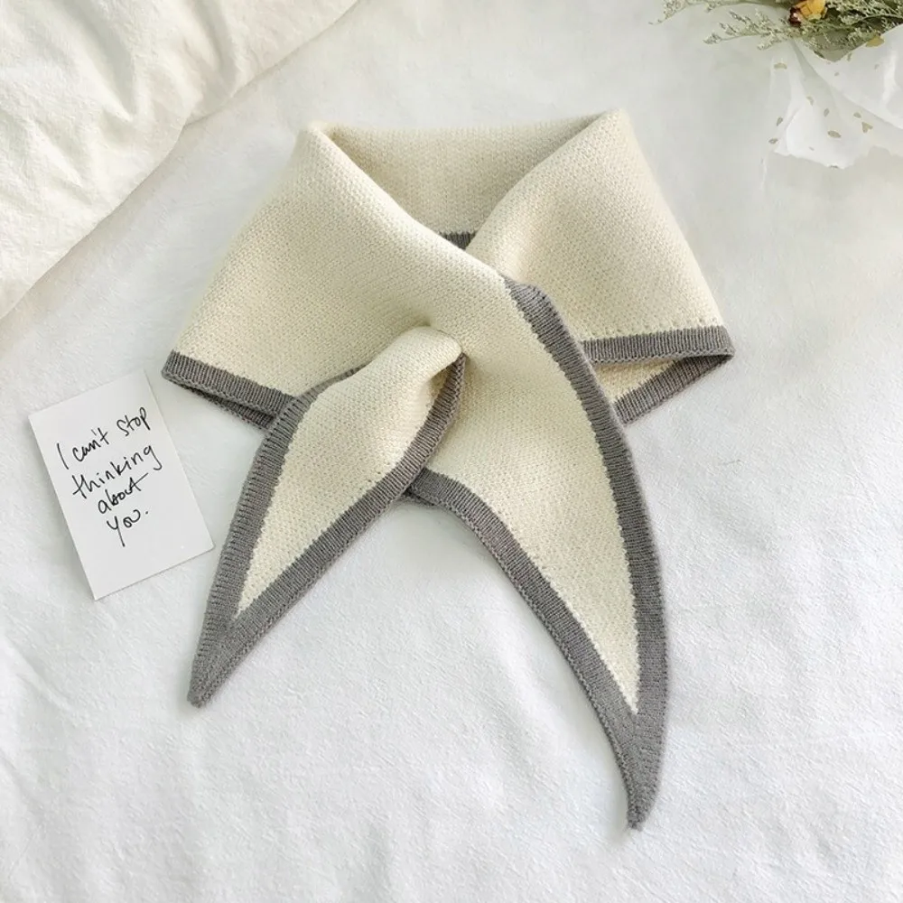 New Cross Neck Warmer Knitted Windproof Knitted Scarf Versatile Solid Color Scarves Bib Outdoor Sports