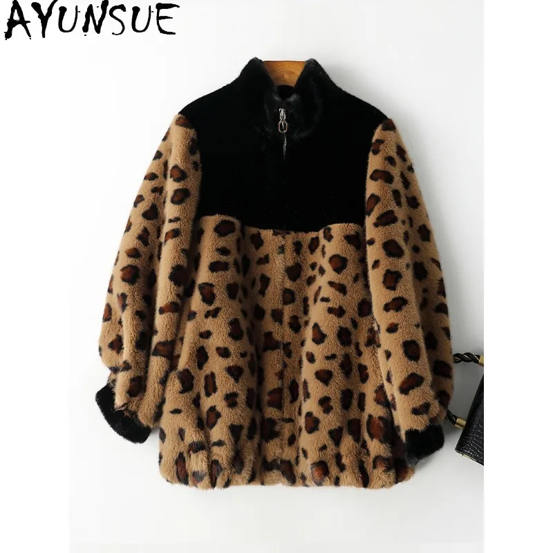 

AYUNSUE High Quality Leopard Coat for Woman 2025 Winter Coats for Woman High Street Fashion Clothing Woman Clothes Vestes Femmes