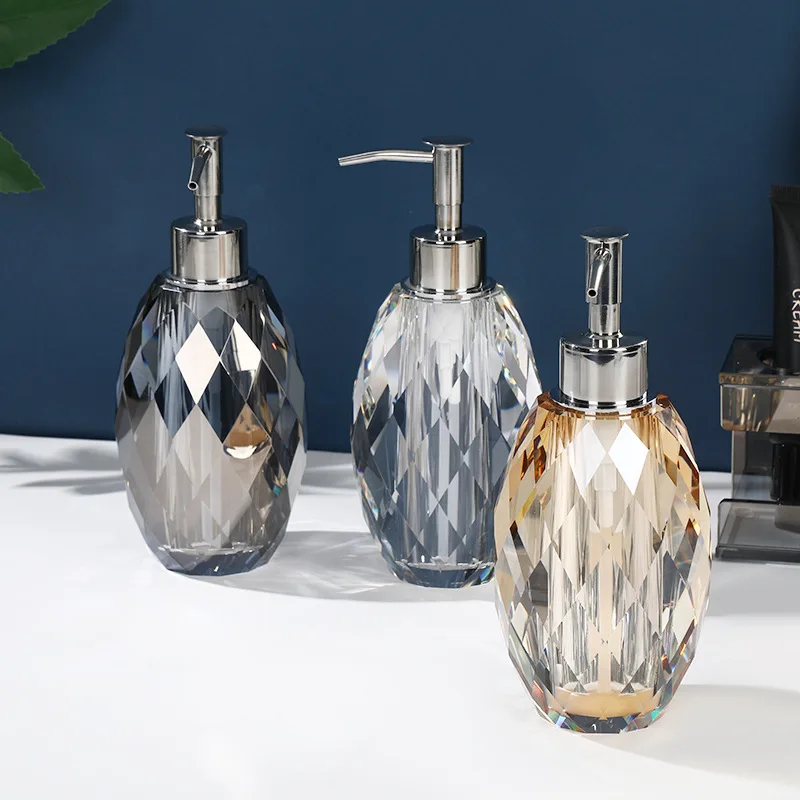 

High End Transparent Crystal Glass Lotion Bottled Hand Sanitizer Shampoo Dispenser Bathroom Accessories Soap Dispenser