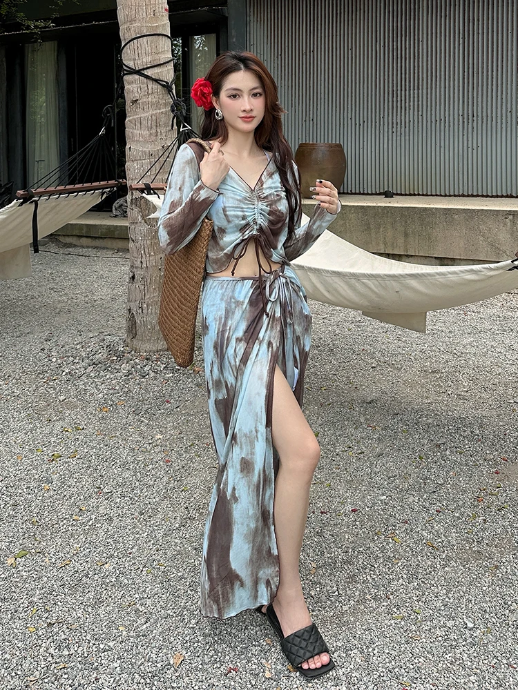 

Large Size Women's Swimsuit Set Sexy Spill over Design Thermal Spring Vaion Resort Slimming Effect Four Piece Bikini Set