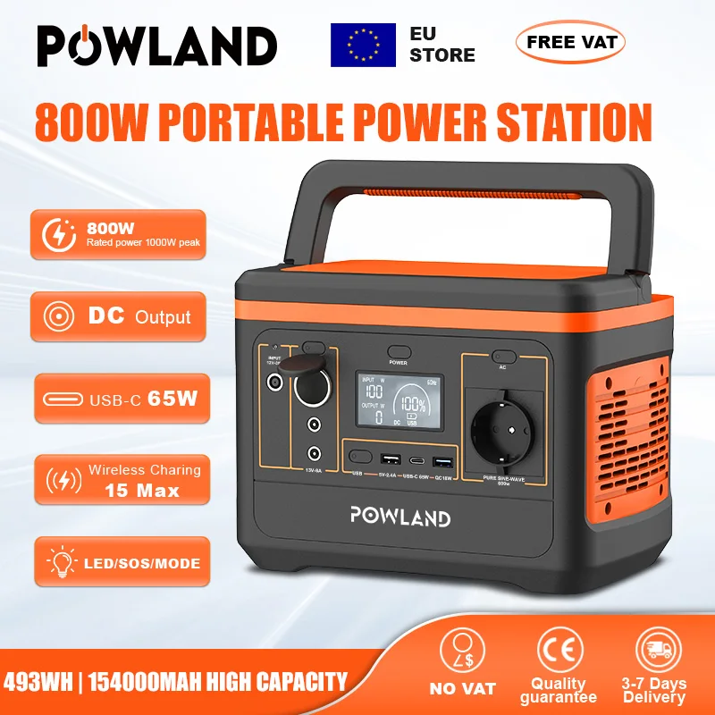 POWLAND 800W Tragbare Powerstation Solargenerator für Reisen, Camping …