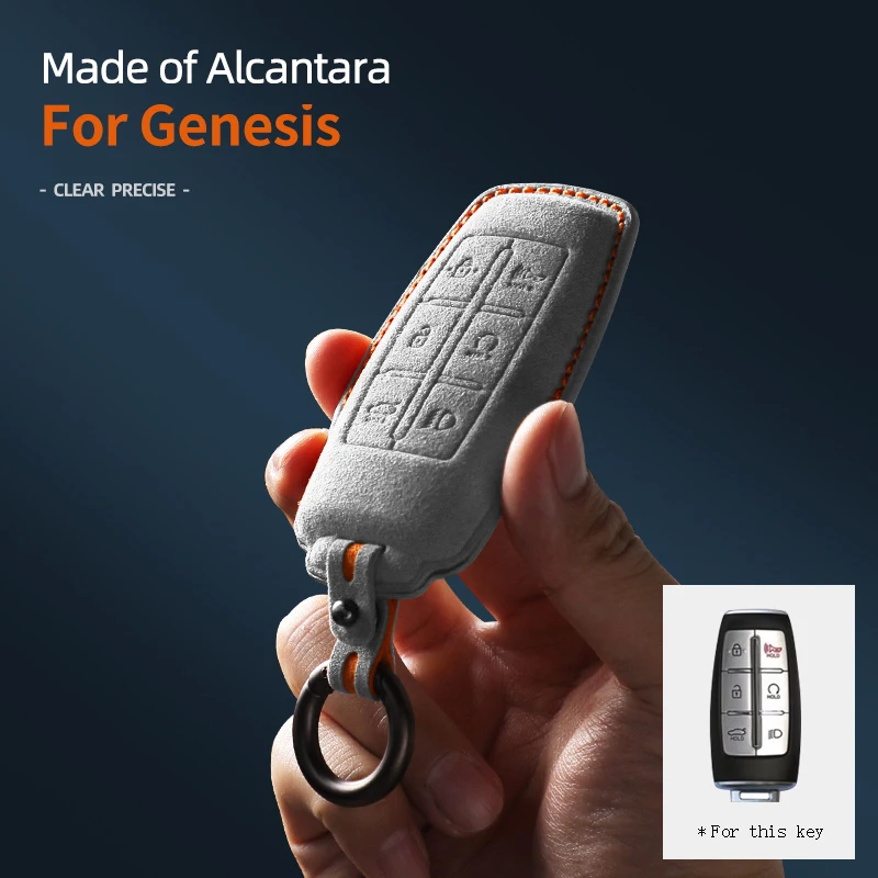 For Genesis  G70 G80 G90 2017 2018 2019 2020 6Buttons Alcantara Car Key Case Cover Auto Protector Accessories