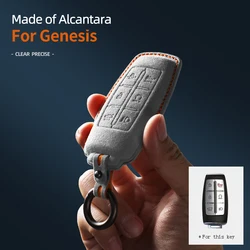 For Genesis  G70 G80 G90 2017 2018 2019 2020 6Buttons Alcantara Car Key Case Cover Auto Protector Accessories