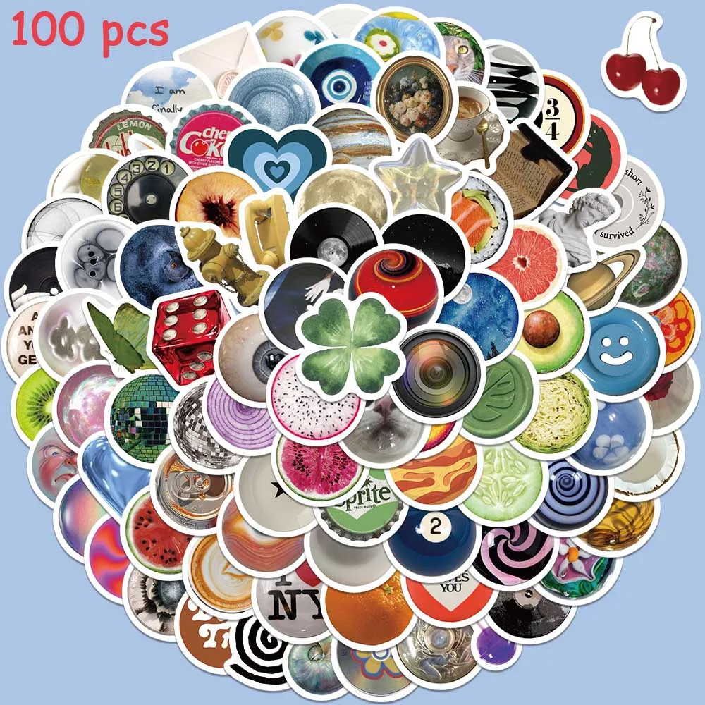 

100pcs Crystal Glass Ball Sticker Colorful Creative Decal For Luggage Phone Laptop Skateboard Decal Sticker Student Reward Gift