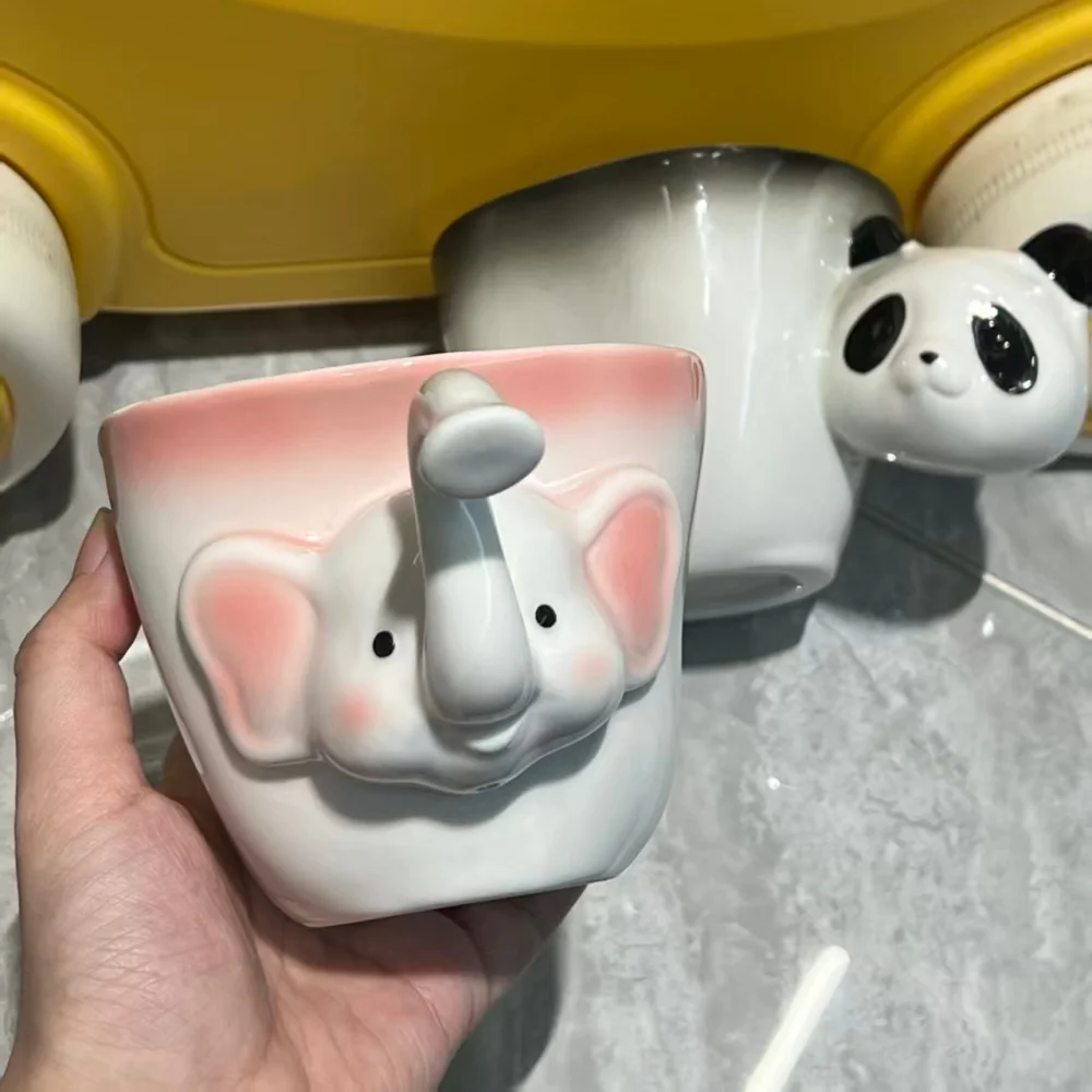 

Керамическая кофейная кружка, мультяшная панда, чашка для воды в форме слона, фарфоровые кружки с латтером, детские чашки для завтрака, молока