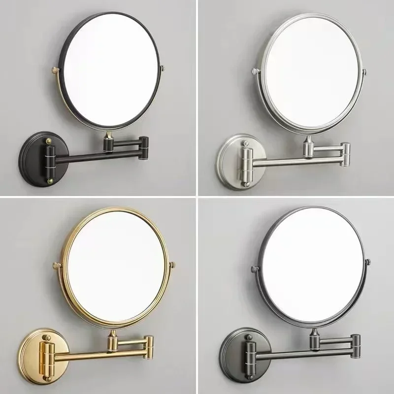 Bathroom Mirror Folding Rotary Makeup Mirror Double-sided Magnifying Wall Hotel Bathroom Shower Beauty Mirror