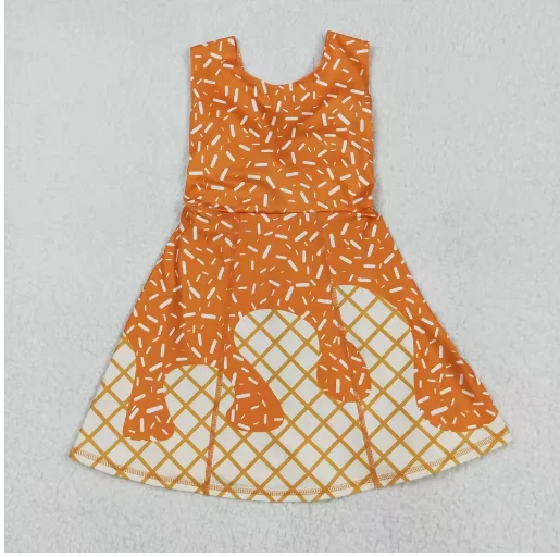 Toddler kid clothes Yoga Sport Dress Acive Wear Under Short Blue Ice-cream Drip Baby girls Athletic dresses