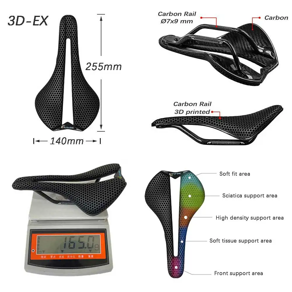 Lead foot 3D Printed Carbon Bicycle Saddle Road/MTB Bike Super Light Racing Saddles Seat Hollow Comfortable Breathable