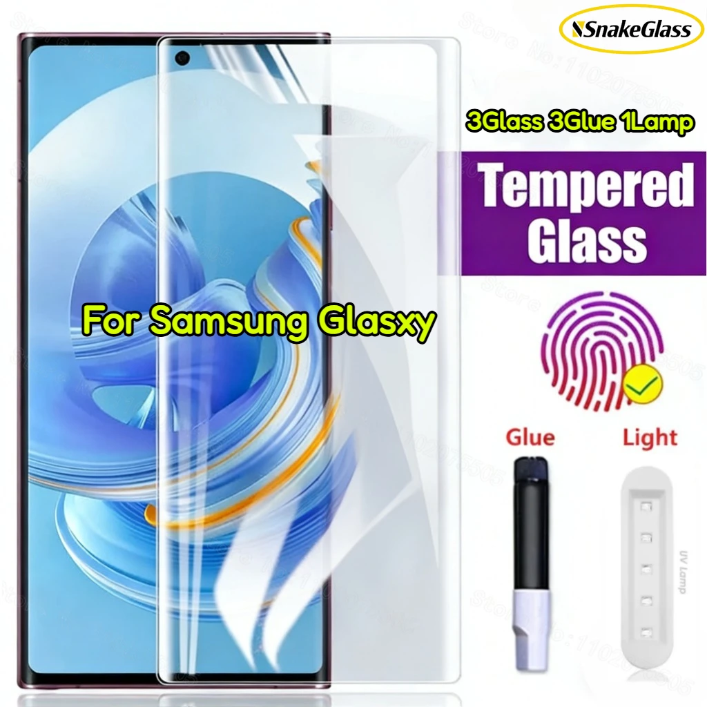 

Защитная пленка из закаленного стекла с УФ-защитой для Samsung Galaxy, полноэкранная, для S24, S23, S22, S21, S20 Ultra Plus, Note 20, 10, 9, 8 Ultra