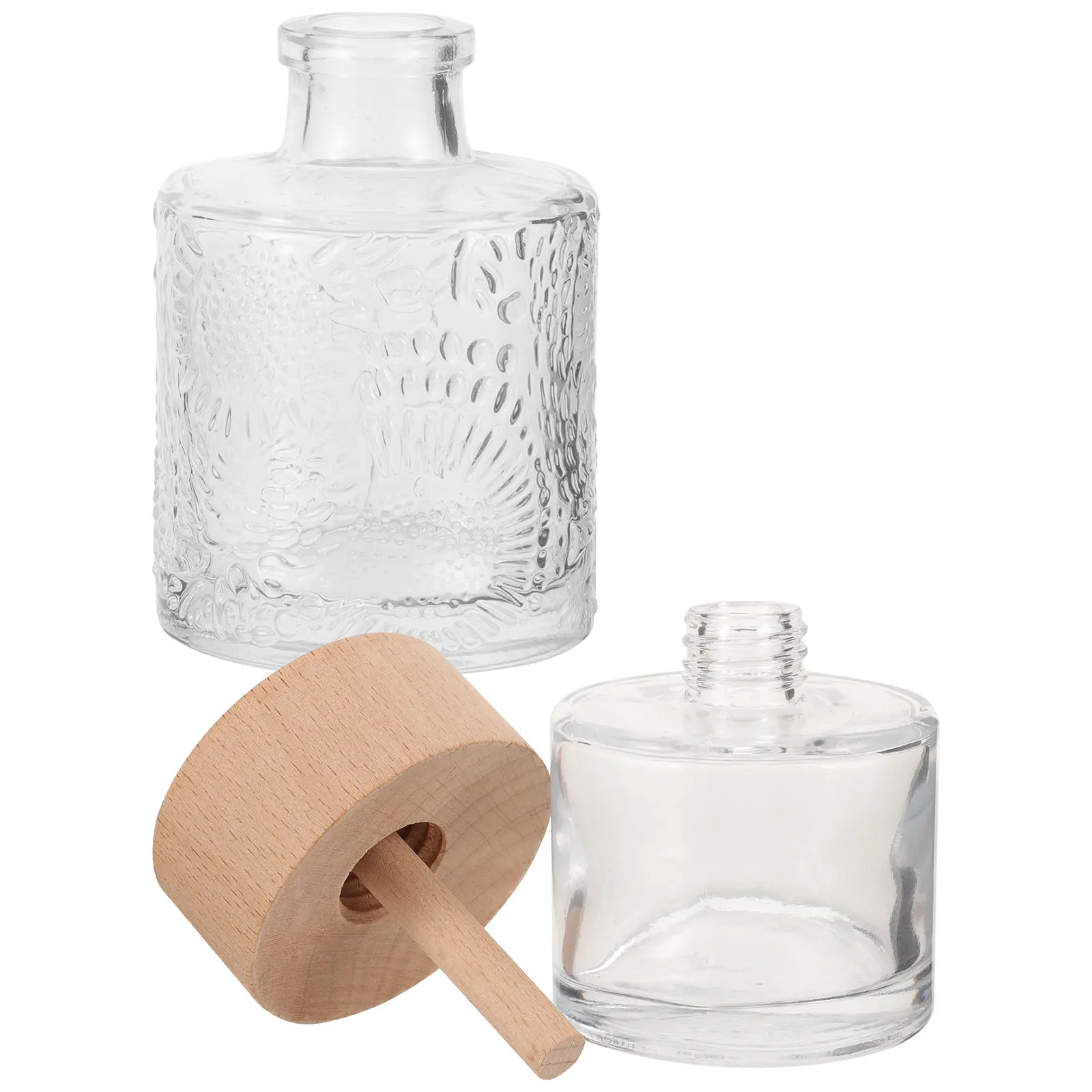 

2Pcs Clear Glass Aromatherapy Diffuser Bottles Reed Diffuser for Home Office Decorative Aroma Fragrance Container