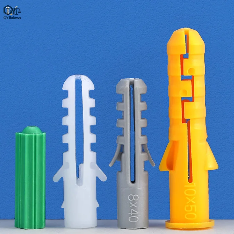 M4 M5 M6 M8 M10 M12 M14 Ribbed Plastic Anchor Plastic Expansion Pipe Tube Wall Plugs Expansion Plug Screw Anchors 5-Colors