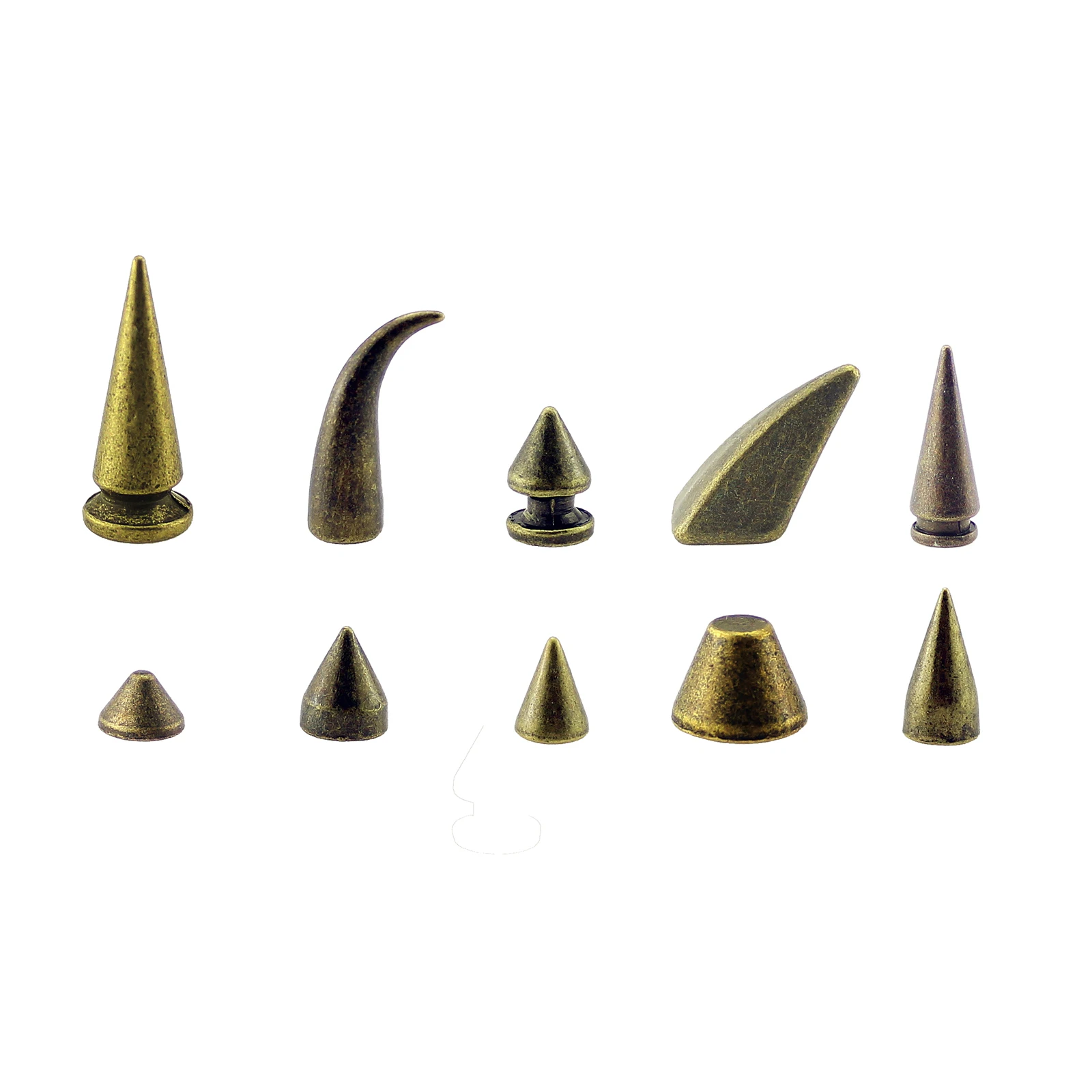 Multiple Size Bronze Rivets For Leather Craft Punk Studs and Spikes For Clothes Thorns Patch DIY Accessory With Screws