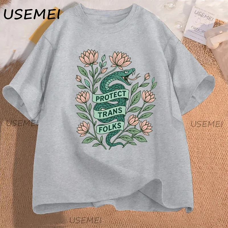 Retro transgênero camiseta unisex proteger trans folks t camisa lgbtq aliado tshirt mês do orgulho camisetas casuais roupas de manga curta