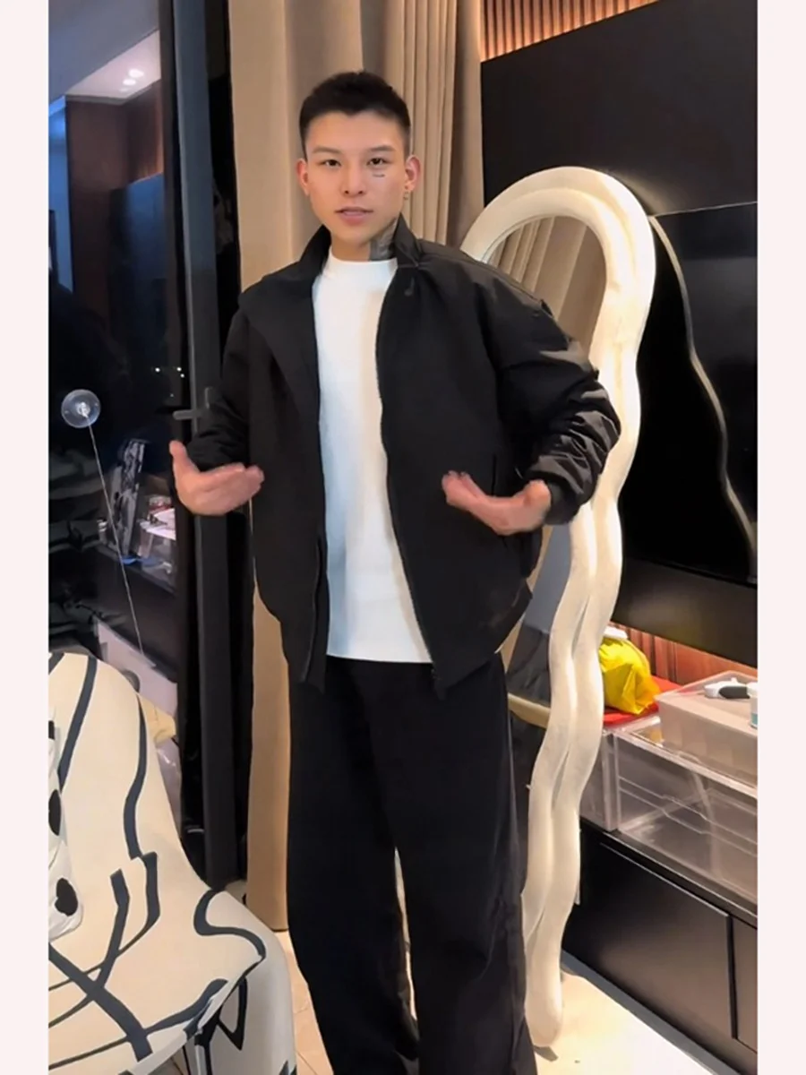 

Bla GTLA Men's Cotton Jaet Sle Winter Warm Thiened Casual Wear Polyester Fiber Zipper Closure Long Sve Coat