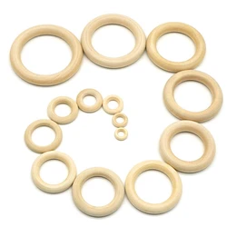 Anillos de madera maciza Natural para manualidades, cuerda de macramé hecha a mano, accesorios colgantes, aro de madera, suministros de juguetes de boda para niños, 15-150mm