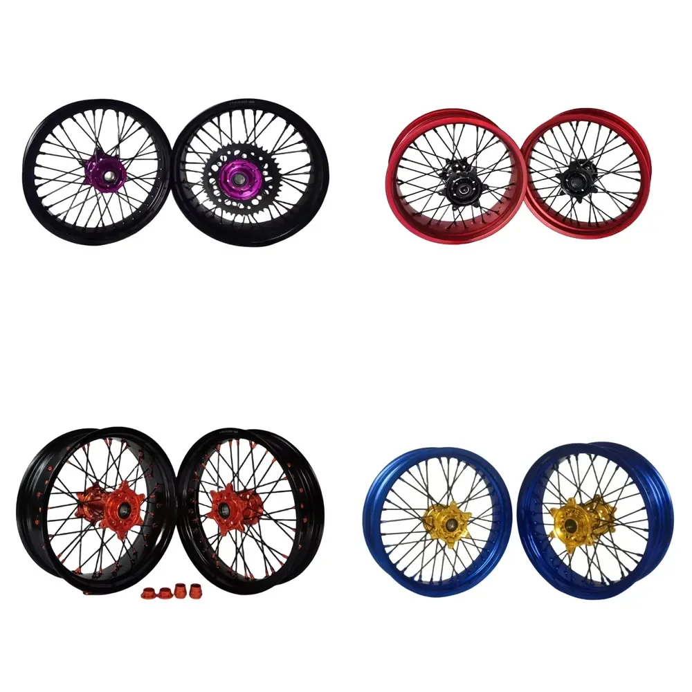 【Durable Practical Daria】 High Quality ULB 17inch Aluminum Alloy Anodized Supermoto Wheels Set for 125/250/450/530cc EXC SXF
