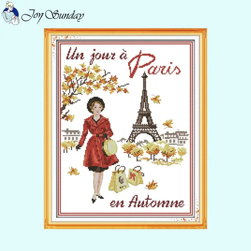 Joy Sunday Beautiful Lady Character Pattern Cross Stitch Kits 14ct 16ct 11ct Count Canvas Fabric Embroidery DIY Home Decoration