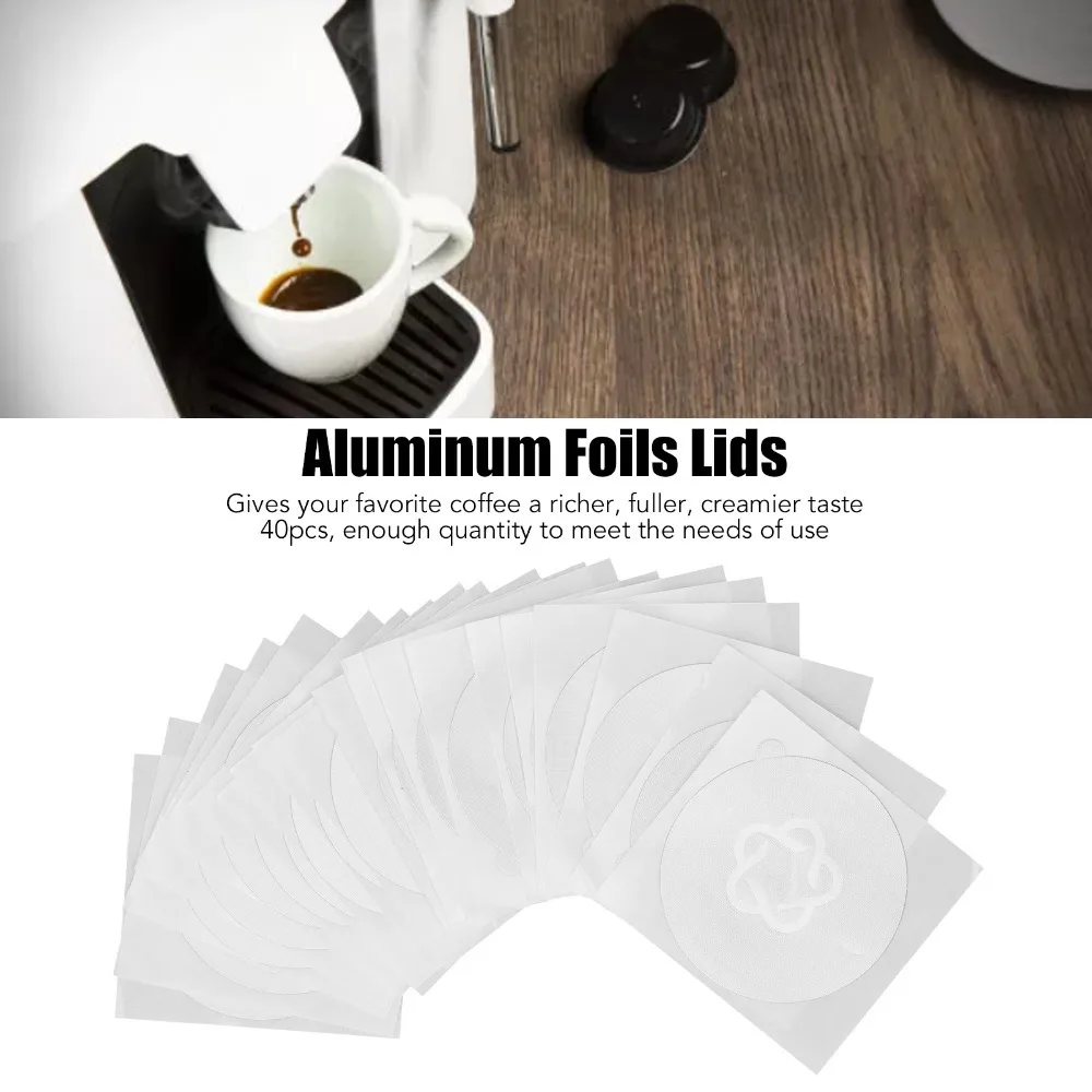 50 PCS set 58mm Diameter Coffee Capsule Foil Lids Silver Self-Adhesive Sealing Aluminum Foil Sealing Stickers