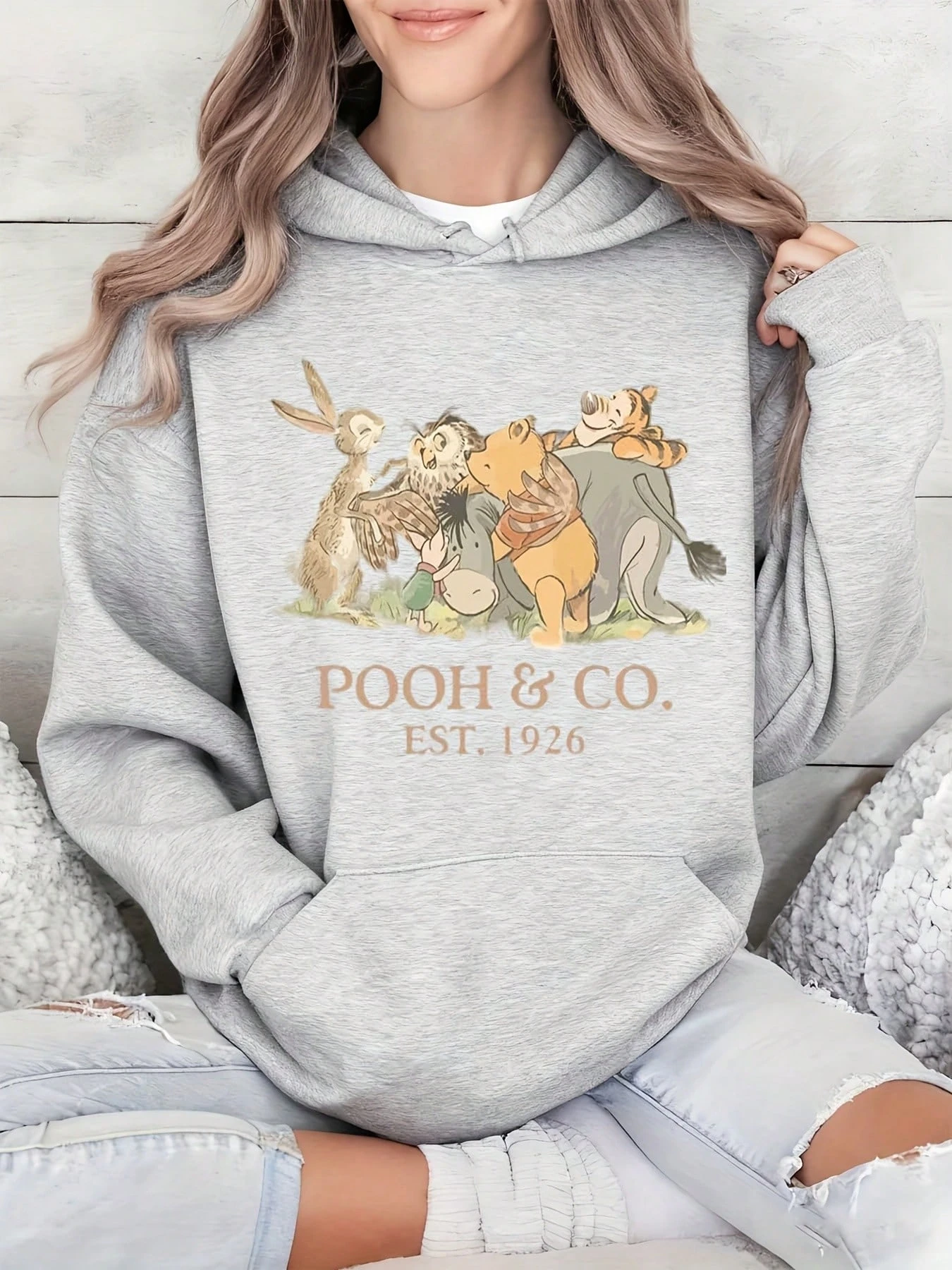 

Женская толстовка с капюшоном Disney Winnie The Pooh, осенне-зимняя флисовая толстовка с капюшоном, уличная одежда унисекс, свободная повседневная одежда большого размера