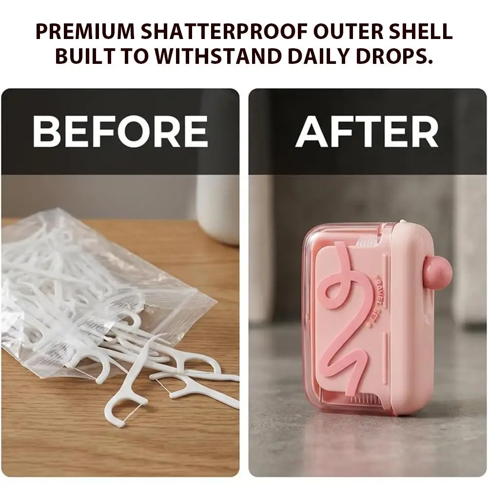Pop UP Design Dental Floss Storage Box Transparent Visible Floss Dispenser Refillable Oral Care Toothpick Box For Travel