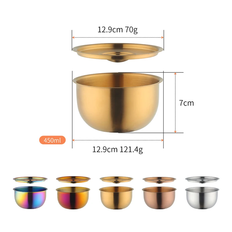 18/8 Stainless Steel Dessert Steamed Egg Bowl With Lid Children Food Rice Soup Bowl Household Stew Cup Bowl Salad Container